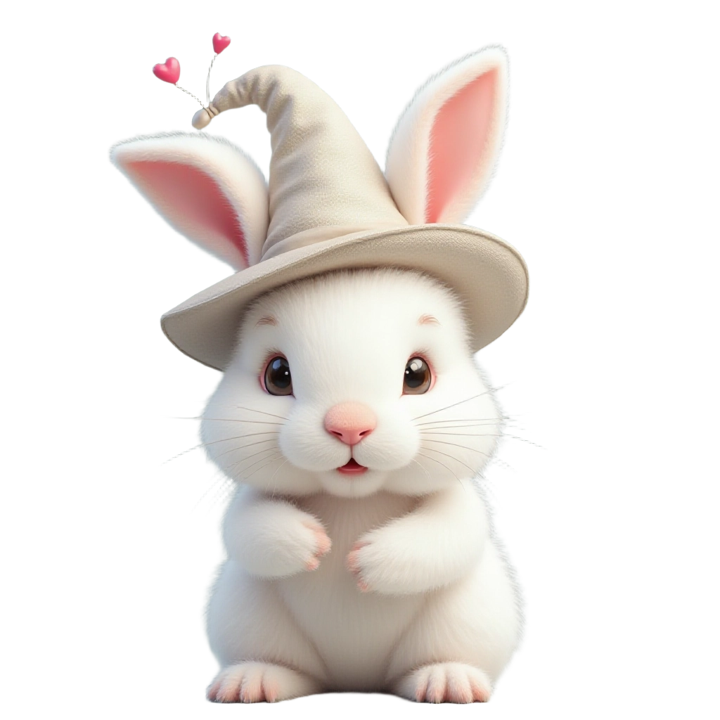 Adorable White Rabbit in a Hat